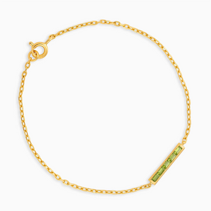 Baguette Peridot Bar Bracelet - Sleek Horizon 18KT Yellow Gold Vermeil Front View