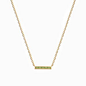Baguette Peridot Bar Necklace - Lucid Line 18KT Yellow Gold Vermeil Front View