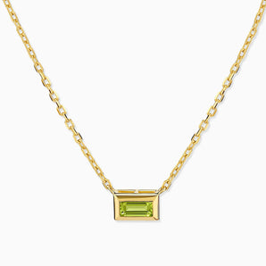 Baguette Peridot Bezel Necklace - Axiom 18KT Yellow Gold Vermeil Front View