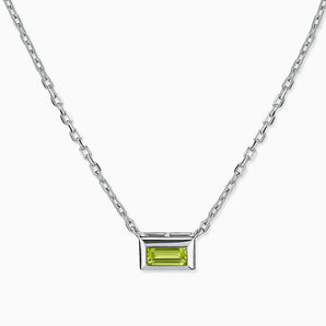 Baguette Peridot Bezel Necklace - Axiom 925 Sterling Front View