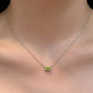 Baguette Peridot Bezel Necklace - Axiom 925 Sterling Model Shot
