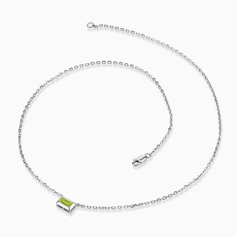 Baguette Peridot Bezel Necklace - Axiom 925 Sterling Side View