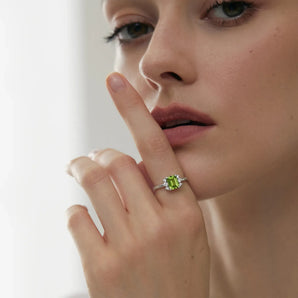 Baguette Peridot Ring – Seraph 925 Sterling Silver Model Shot