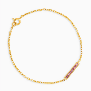 Baguette Pink Tourmaline Bar Bracelet - Sleek Horizon 18KT Yellow Gold Vermeil Front View