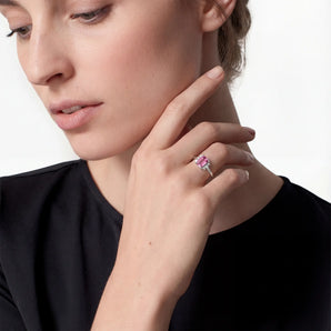 Baguette Pink Tourmaline Ring – Seraph 925 Sterling Silver Model Shot