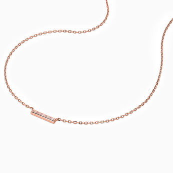 Baguette Rose Quartz Bar Necklace - Lucid Line 18KT Rose Gold Vermeil Side View