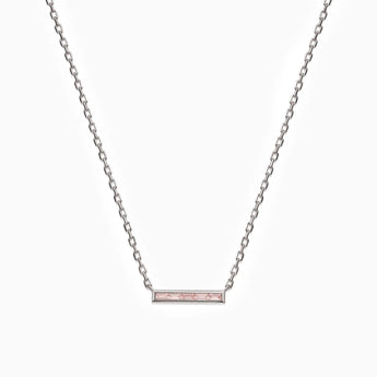 Baguette Rose Quartz Bar Necklace - Lucid Line 925 Sterling Front View