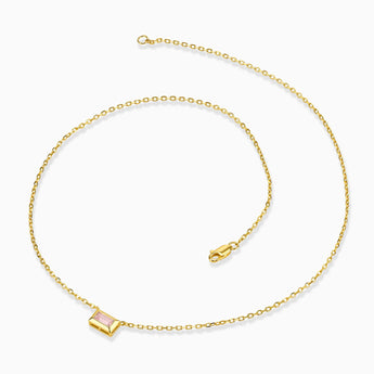 Baguette Rose Quartz Bezel Necklace - Axiom 18KT Yellow Gold Vermeil Side View