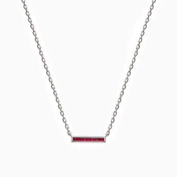 Baguette Ruby Bar Necklace - Lucid Line 925 Sterling Front View