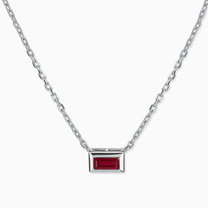 Baguette Ruby Bezel Necklace - Axiom 925 Sterling Front View