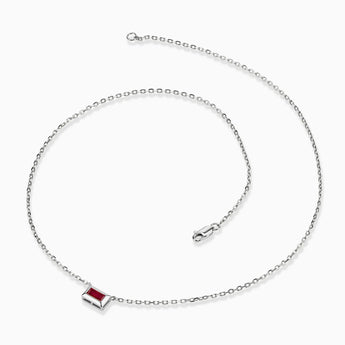 Baguette Ruby Bezel Necklace - Axiom 925 Sterling Side View