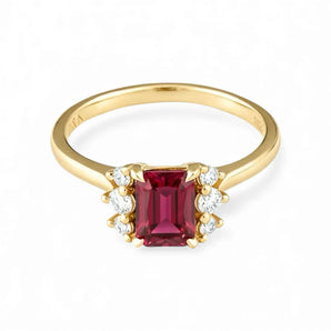 Baguette Ruby Ring – Seraph 18KT Yellow Gold Vermeil Front View
