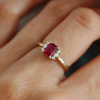 Baguette Ruby Ring – Seraph 18KT Yellow Gold Vermeil Wearing Diagram