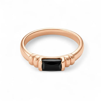 Black Onyx Baguette Ring - Axis 18KT Rose Gold Vermeil Front View