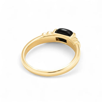 Black Onyx Baguette Ring - Axis 18KT Yellow Gold Vermeil Back View