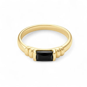 Black Onyx Baguette Ring - Axis 18KT Yellow Gold Vermeil Front View