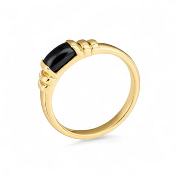 Black Onyx Baguette Ring - Axis 18KT Yellow Gold Vermeil Side View