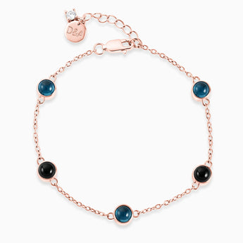 Cabochon London Blue Topaz & Black Onyx Bracelet - Constellation 18KT Rose Gold Vermeil Front View