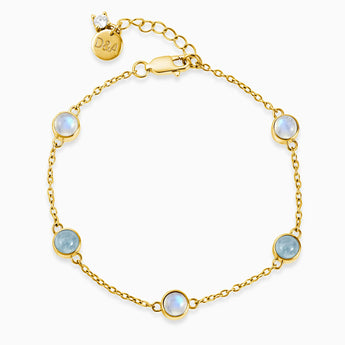 Cabochon Moonstone & Aquamarine Bracelet - Constellation 18KT Yellow Gold Vermeil Front View