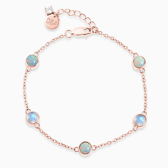 Cabochon Opal & Moonstone Bracelet - Constellation 18KT Rose Gold Vermeil Front View