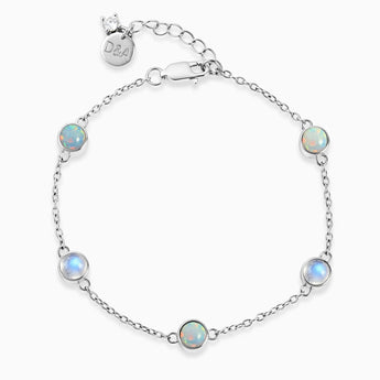 Cabochon Opal & Moonstone Bracelet - Constellation 925 Sterling Front View