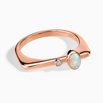 Cabochon Opal Puzzle Stacking Ring - Minimal Bubble 18KT Rose Gold Vermeil Front View