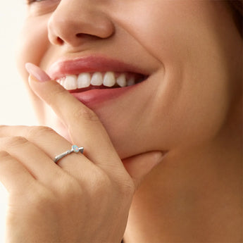Cabochon Opal Puzzle Stacking Ring - Minimal Bubble 925 Sterling Model Shot