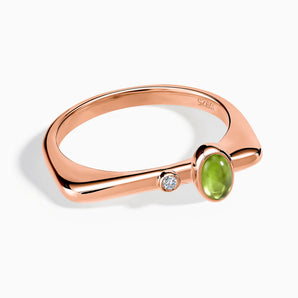 Cabochon Peridot Puzzle Stacking Ring - Minimal Bubble 18KT Rose Gold Vermeil Front View