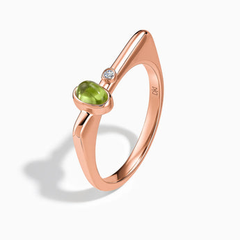 Cabochon Peridot Puzzle Stacking Ring - Minimal Bubble 18KT Rose Gold Vermeil Side View