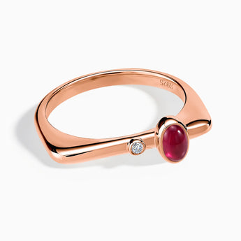 Cabochon Ruby Puzzle Stacking Ring - Minimal Bubble 18KT Rose Gold Vermeil Front View