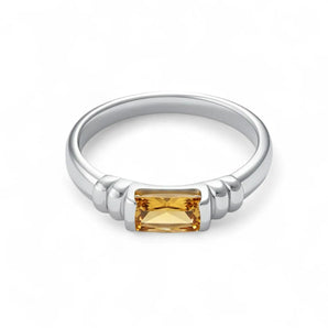 Citrine Baguette Ring - Axis 925 Sterling Silver Front View