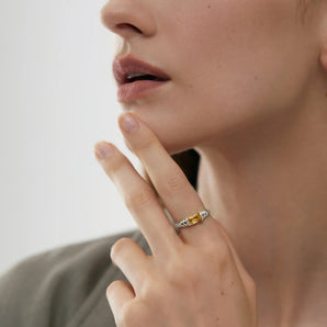 Citrine Baguette Ring - Axis 925 Sterling Silver Model Shot