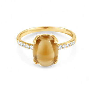 Citrine Cabochon Ring - Minimal Spiritual 18KT Yellow Gold Vermeil Front View