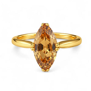 Citrine Marquise Ring - Silent Glow 18KT Yellow Gold Vermeil Front View