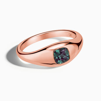 Cushion Alexandrite Signet Ring - Monolith 18KT Rose Gold Vermeil Front View