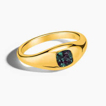 Cushion Alexandrite Signet Ring - Monolith 18KT Yellow Gold Vermeil Front View