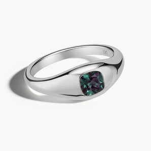 Cushion Alexandrite Signet Ring - Monolith 925 Sterling Front View