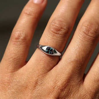 Cushion Alexandrite Signet Ring - Monolith 925 Sterling Silver Model Shot