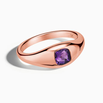 Cushion Amethyst Signet Ring - Monolith 18KT Rose Gold Vermeil Front View