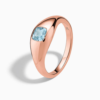 Cushion Aquamarine Signet Ring - Monolith 18KT Rose Gold Vermeil Side View