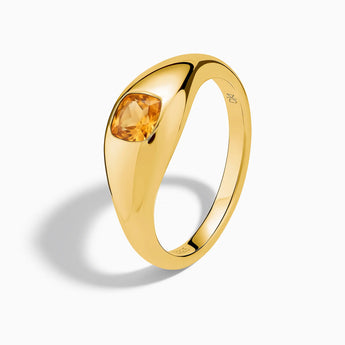 Cushion Citrine Signet Ring - Monolith 18KT Yellow Gold Vermeil Side View