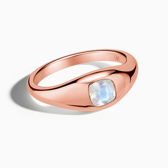 Cushion Moonstone Signet Ring - Monolith 18KT Rose Gold Vermeil Front View
