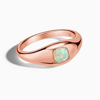 Cushion Opal Signet Ring - Monolith 18KT Rose Gold Vermeil Front View