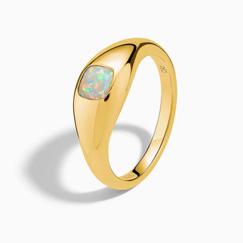 Cushion Opal Signet Ring - Monolith 18KT Yellow Gold Vermeil Side View