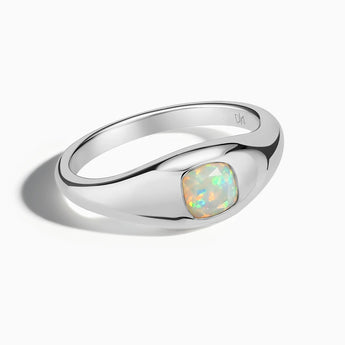 Cushion Opal Signet Ring - Monolith 925 Sterling Front View