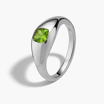 Cushion Peridot Signet Ring - Monolith 925 Sterling Side View