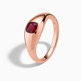 Cushion Ruby Signet Ring - Monolith 18KT Rose Gold Vermeil Side View