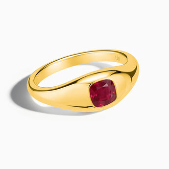 Cushion Ruby Signet Ring - Monolith 18KT Yellow Gold Vermeil Front View