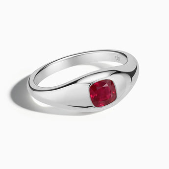 Cushion Ruby Signet Ring - Monolith 925 Sterling Front View