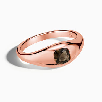 Cushion Smoky Quartz Signet Ring - Monolith 18KT Rose Gold Vermeil Front View